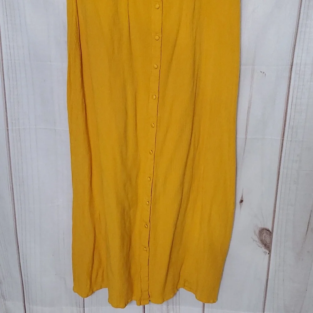 Vero Moda Yellow Button Up Square Neck Cotton Dress Size M Fall/Spring/Summer - Picture 7 of 9